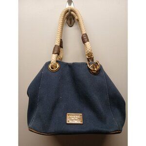 Michael Kors navy linen nautical hobo bag